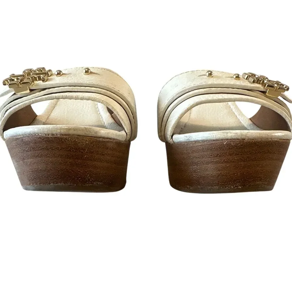 Tory Burch Elina Platform Wedge Ivory Gold 9